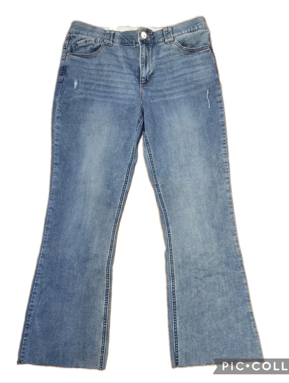 Democracy "Ab" Technology Women's 14 Flare Jeans Light Wash Raw Hem Flattering